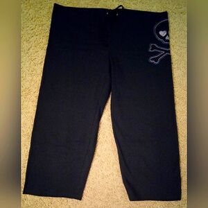 Delia's Cropped Sweatpants Black Skull Design